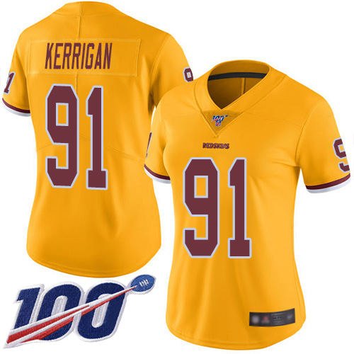 Washington Redskins Limited Gold Women Ryan Kerrigan Jersey NFL Football #91 100th Season Rush->youth nfl jersey->Youth Jersey